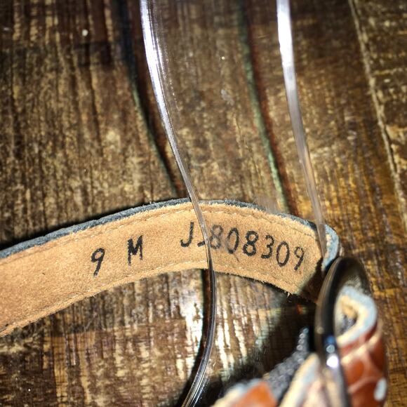 SAS Allegro Heel Strap Sandal Womens 9 M Cognac Croc Brown Comfort Classic Heel - Picture 7 of 8